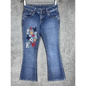 Mr Lee Stylist Flare Jeans Womens Size 26‎ Blue Cotton Denim Pockets Distressed